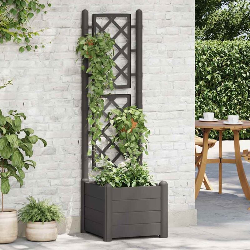 foto del prodotto vidaxl fioriera da giardino con graticcio 43x43x142 cm pp antracite