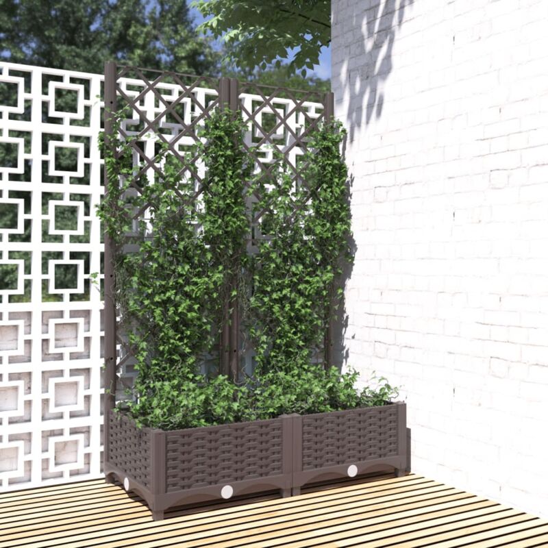foto del prodotto vidaxl fioriera da giardino con graticcio marrone 80x40x121,5 cm in pp