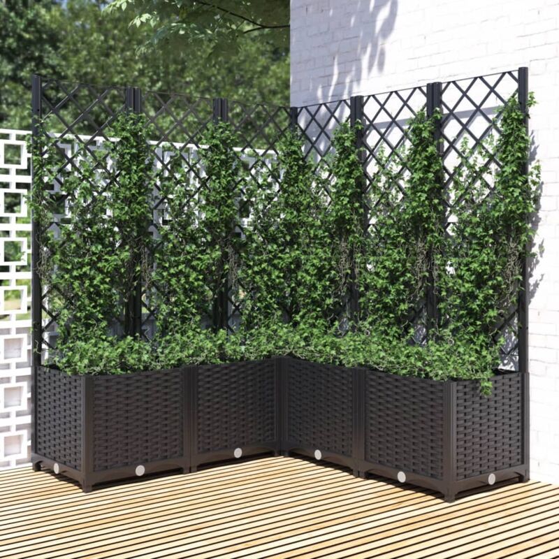 foto del prodotto vidaxl fioriera da giardino con graticcio nero 120x120x136 cm in pp