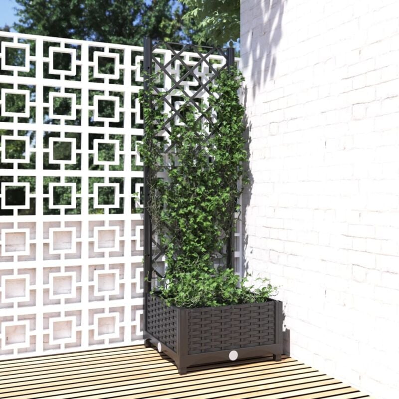 foto del prodotto vidaxl fioriera da giardino con graticcio nero 40x40x121,5 cm in pp