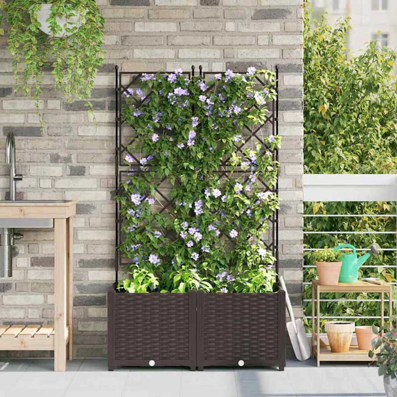 foto del prodotto vidaxl fioriera da giardino con griglia 2 pz marrone 80x40x143 cm