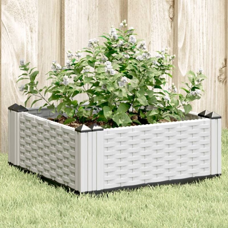 foto del prodotto vidaxl fioriera da giardino con picchetti bianca 42,5x42,5x28,5 cm pp