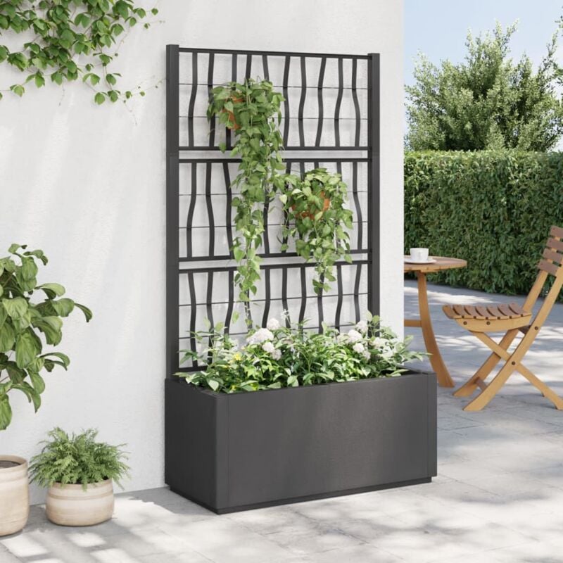 foto del prodotto vidaxl fioriera da giardino con traliccio grigio scuro 80x36x140 cm pp