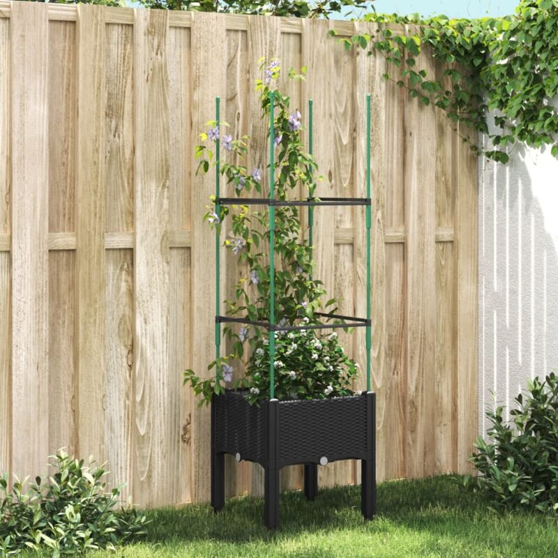 foto del prodotto vidaxl fioriera da giardino con traliccio nera 40x40x142,5 cm in pp