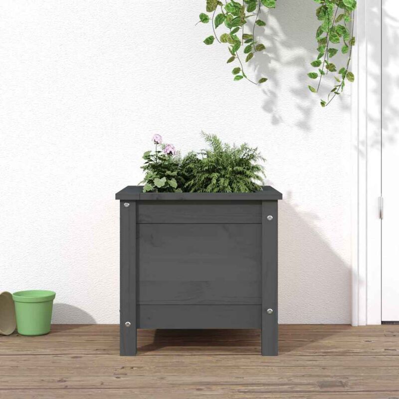 foto del prodotto vidaxl fioriera da giardino grigia 40x40x39 cm legno massello di pino