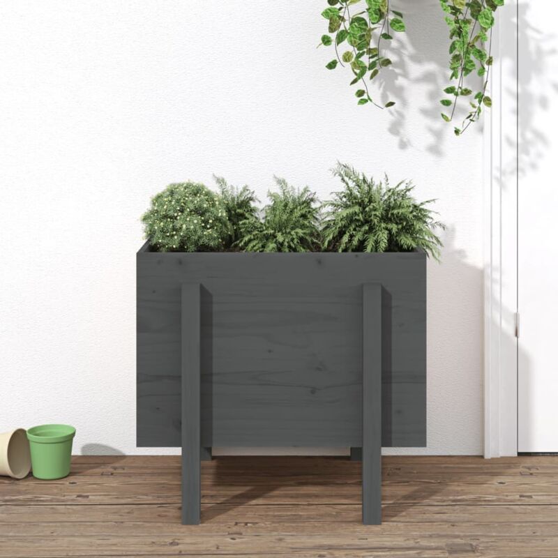 foto del prodotto vidaxl fioriera da giardino grigia 62x50x57 cm legno massello di pino