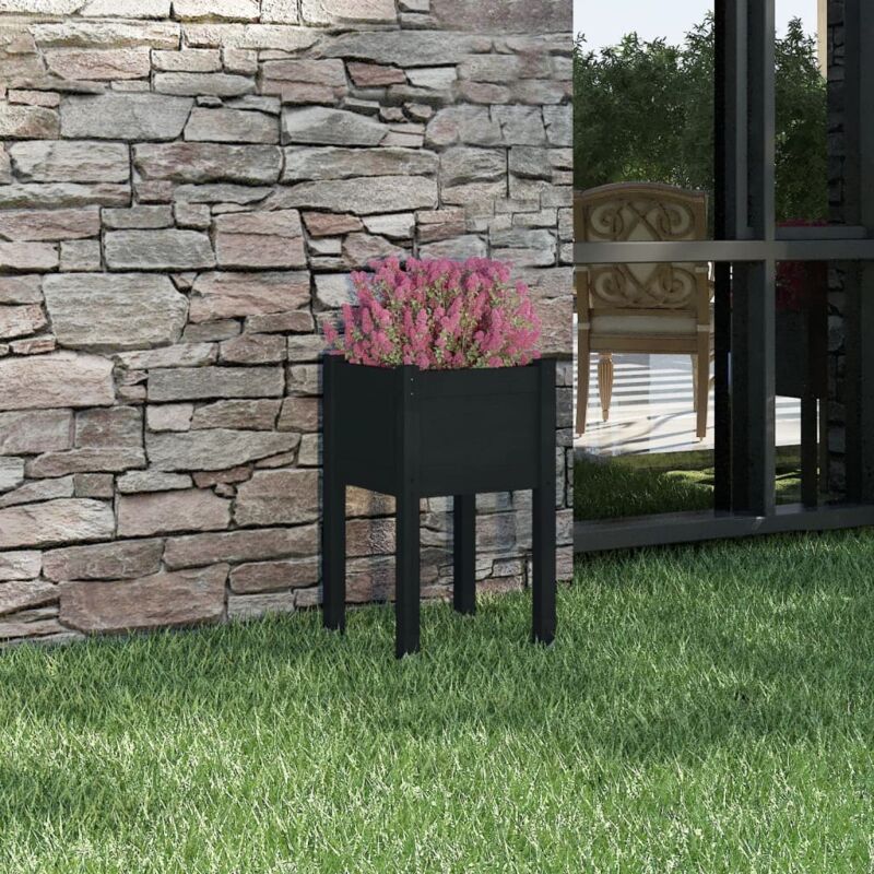 foto del prodotto vidaxl fioriera da giardino nera 40x40x70 cm in legno massello di pino