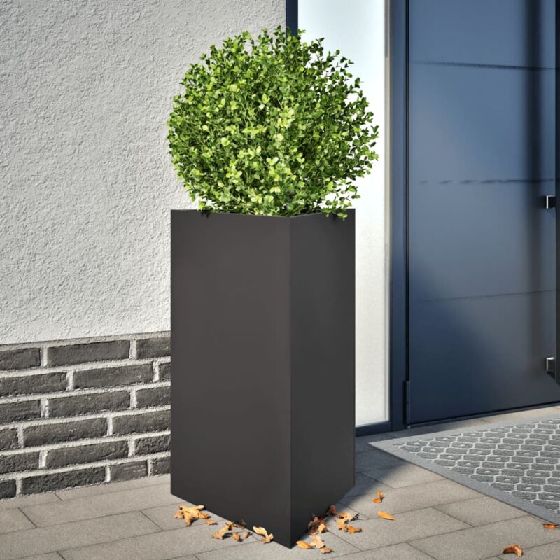 foto del prodotto vidaxl fioriera da giardino nera triangolare 50x43x75 cm in acciaio