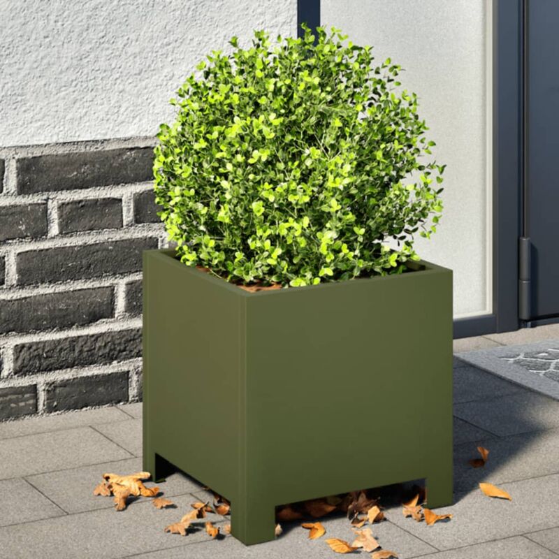 foto del prodotto vidaxl fioriera da giardino verde oliva 30x30x30 cm in acciaio