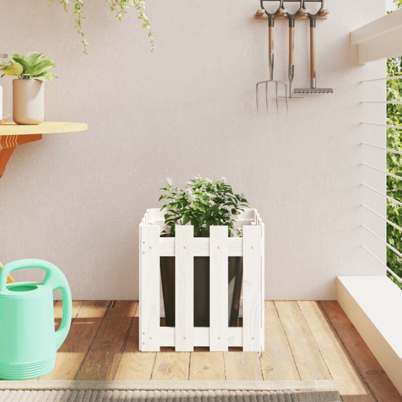 foto del prodotto vidaxl fioriera giardino a recinzione bianco 40x40x40 cm massello pino