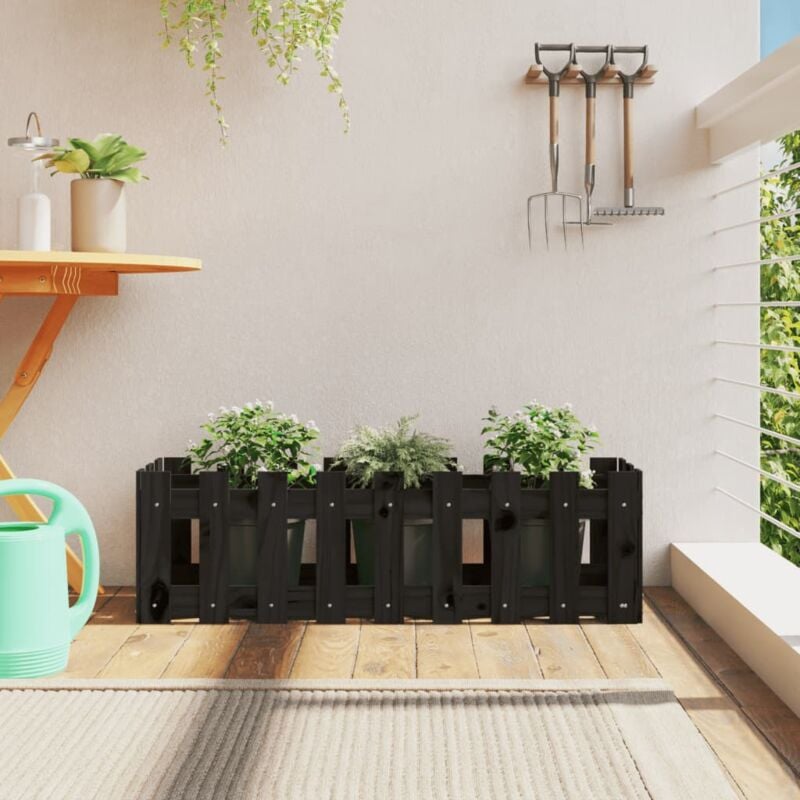 foto del prodotto vidaxl fioriera giardino a recinzione nera 100x30x30cm massello pino