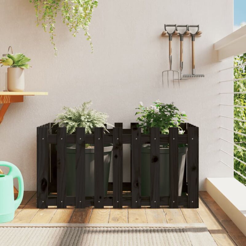 foto del prodotto vidaxl fioriera giardino a recinzione nera 100x50x50cm massello pino