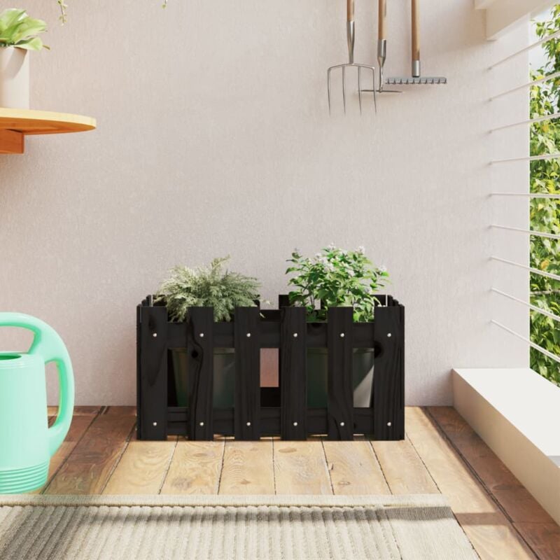 foto del prodotto vidaxl fioriera giardino a recinzione nera 60x30x30 cm massello pino