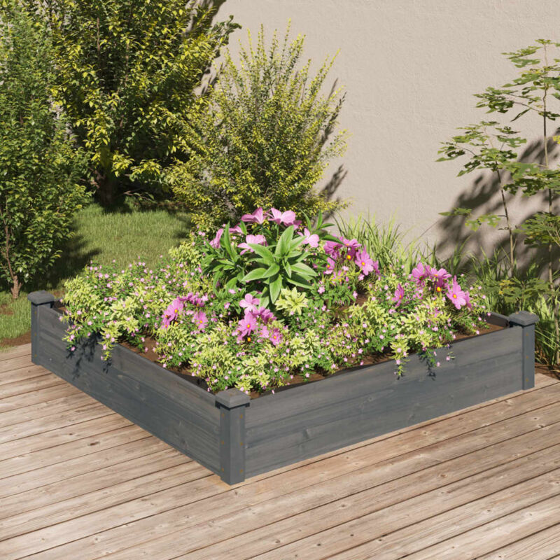 foto del prodotto vidaxl fioriera giardino con fodera grigia 120x120x25cm massello abete