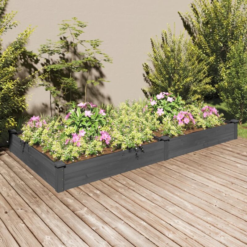 foto del prodotto vidaxl fioriera giardino con fodera grigia 240x120x25cm massello abete