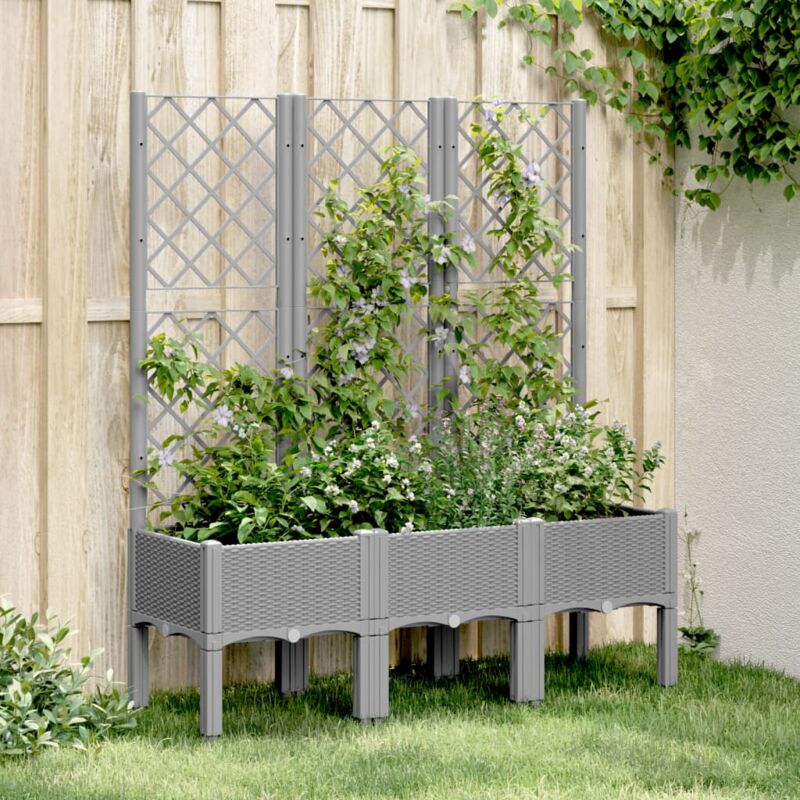 foto del prodotto vidaxl fioriera giardino con traliccio grigio chiaro 120x40x142 cm pp