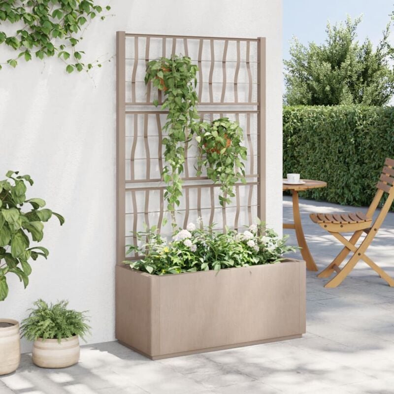 foto del prodotto vidaxl fioriera giardino con traliccio marrone chiaro 80x36x140 cm pp