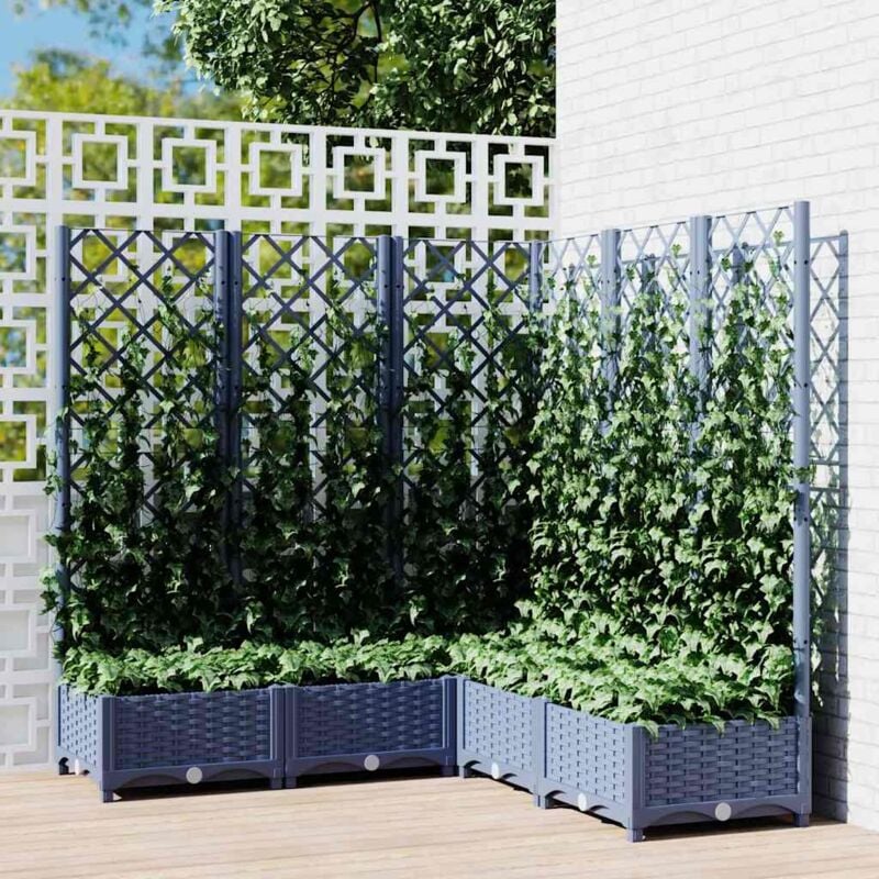 foto del prodotto vidaxl fioriera giardino e graticcio grigio blu 120x120x121,5 cm pp