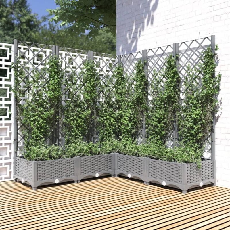 foto del prodotto vidaxl fioriera giardino e graticcio grigio chiaro 120x120x121,5cm pp