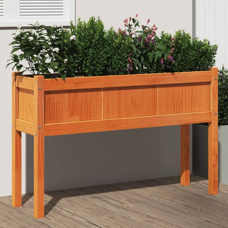 foto del prodotto vidaxl fioriera giardino gambe marrone cera 110x31x70 cm massello pino
