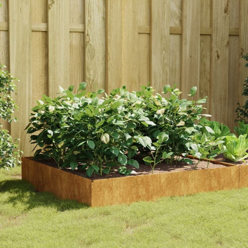 foto del prodotto vidaxl fioriera rialzata da giardino 100x100x33,5 cm in acciaio corten