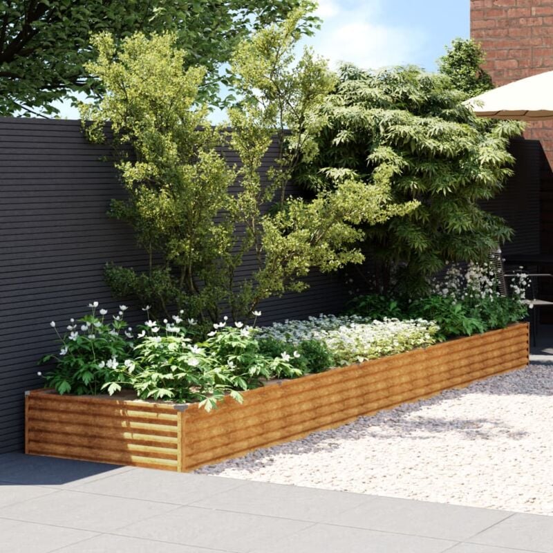 foto del prodotto vidaxl fioriera rialzata da giardino 482x100x36 cm in acciaio corten