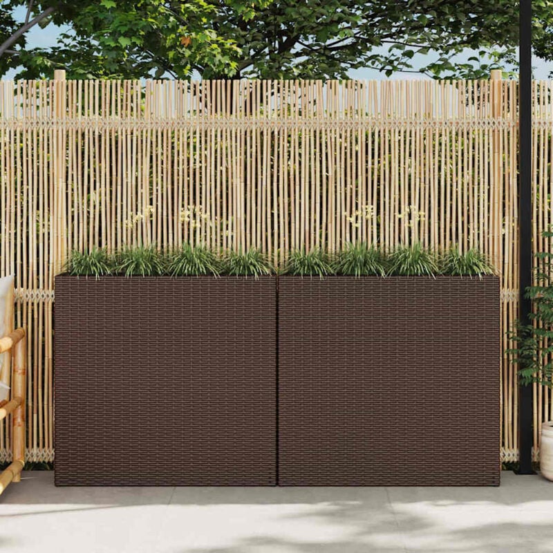 foto del prodotto vidaxl fioriera rialzata da giardino balcone con 4 vasi 2 pz in polyrattan vari colori colore marrone