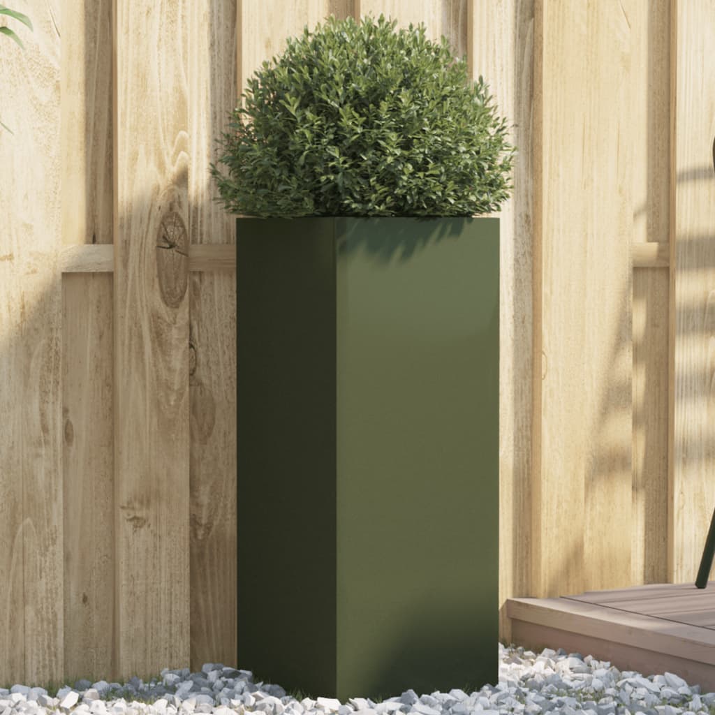 foto del prodotto vidaxl fioriera verde oliva 32x29x75 cm in acciaio