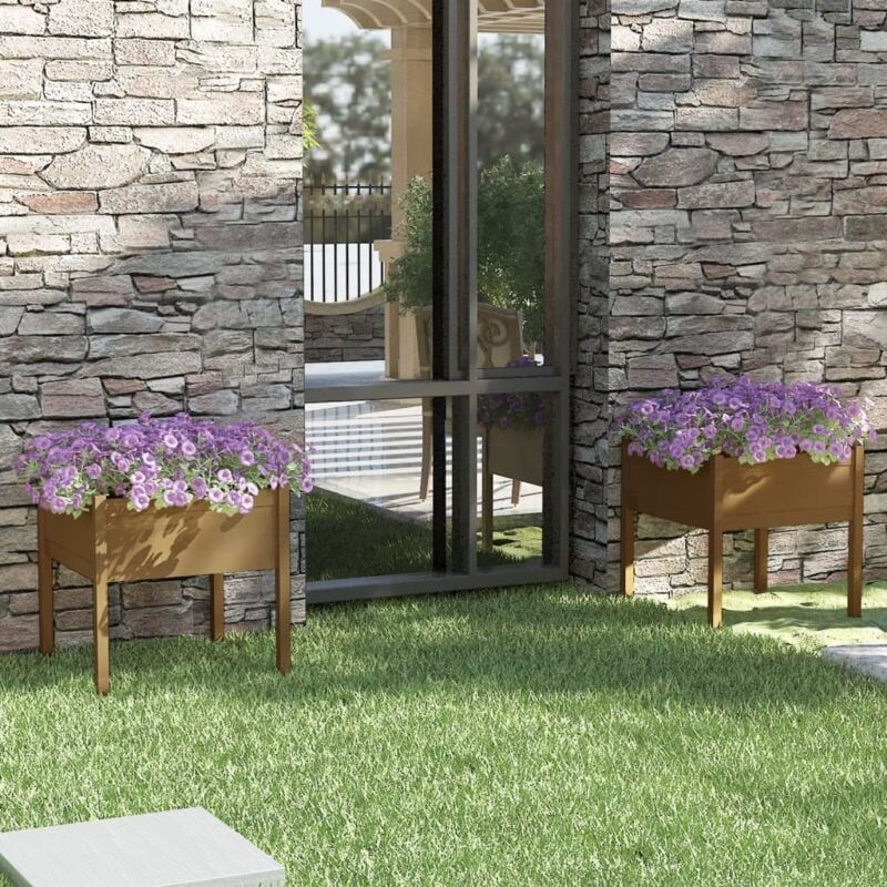 foto del prodotto vidaxl fioriere 2 pz ambra 70x70x70 cm in legno massello di pino