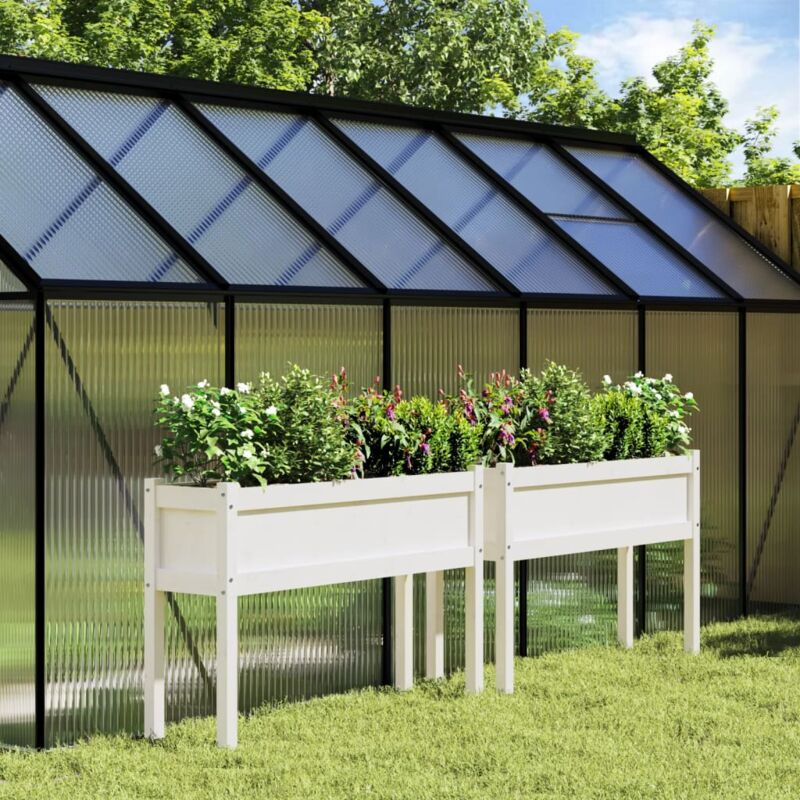 foto del prodotto vidaxl fioriere da giardino 2 pz con gambe bianche legno massello pino