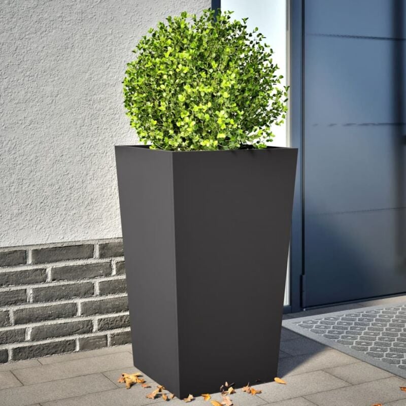 foto del prodotto vidaxl fioriere da giardino 2 pz nere 45x45x75 cm in acciaio