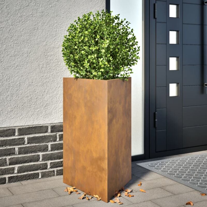 foto del prodotto vidaxl fioriere da giardino 2 pz triangolari 50x43x75cm acciaio corten