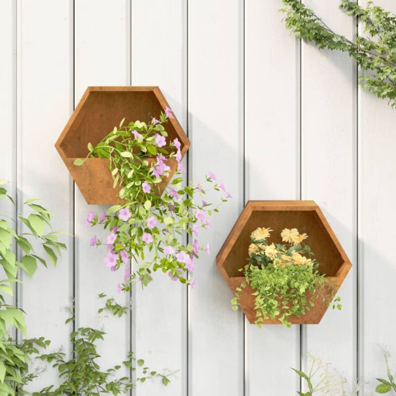 foto del prodotto vidaxl fioriere da parete 2 pz ruggine in acciaio corten 30x10x25 cm