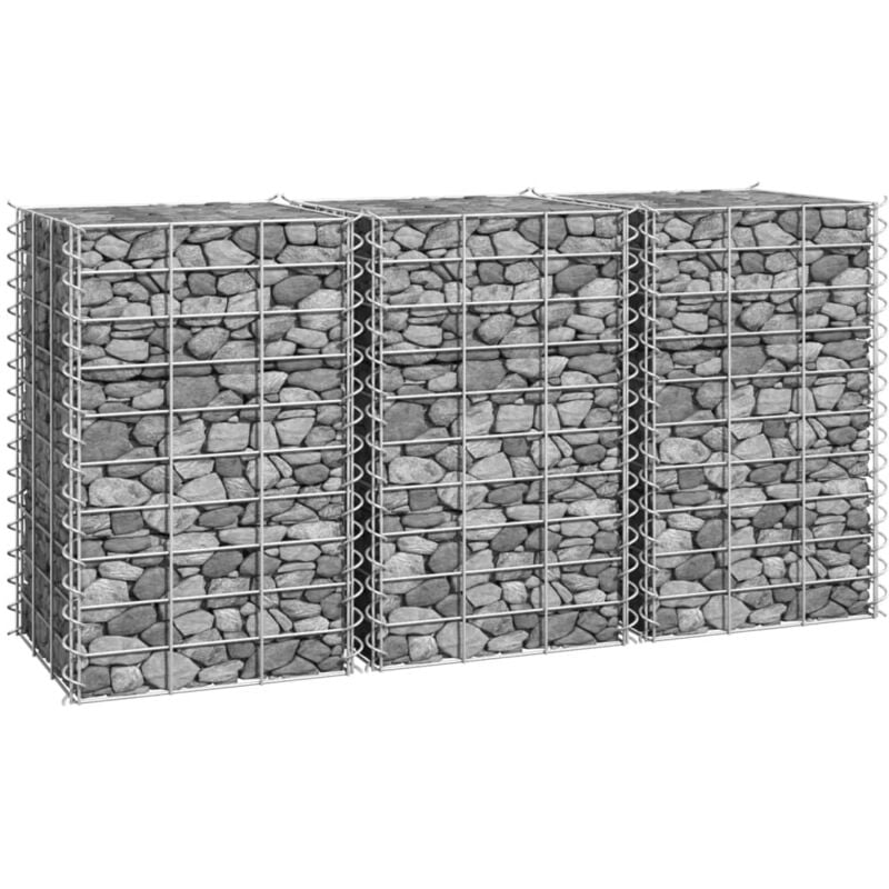 foto del prodotto vidaxl fioriere rialzate a gabbione 3 pz 30x30x50 cm in ferro