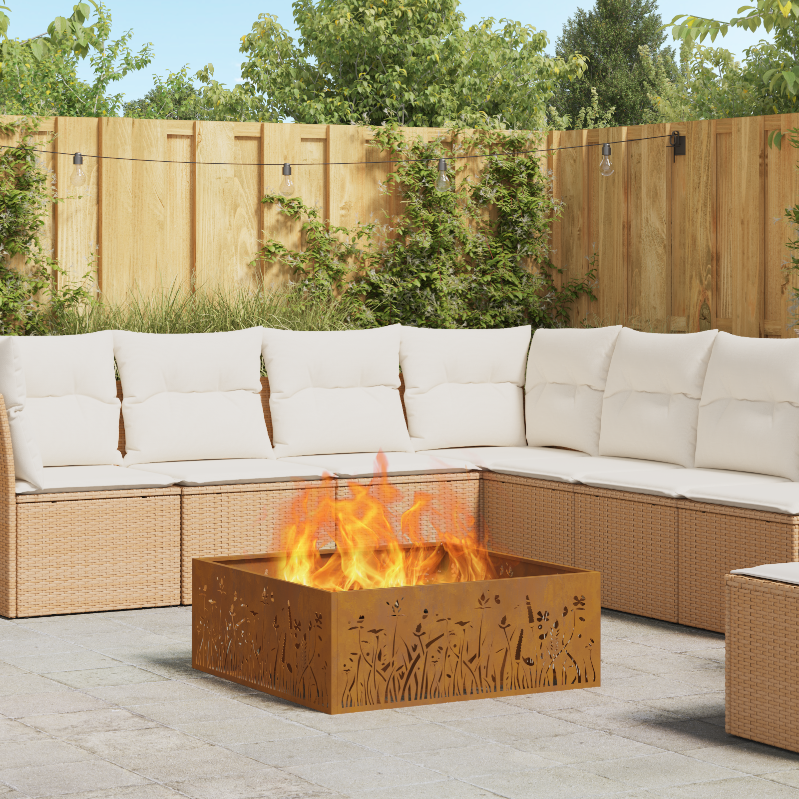 foto del prodotto vidaxl focolare marrone 80 x 80 x 30 cm acciaio corten