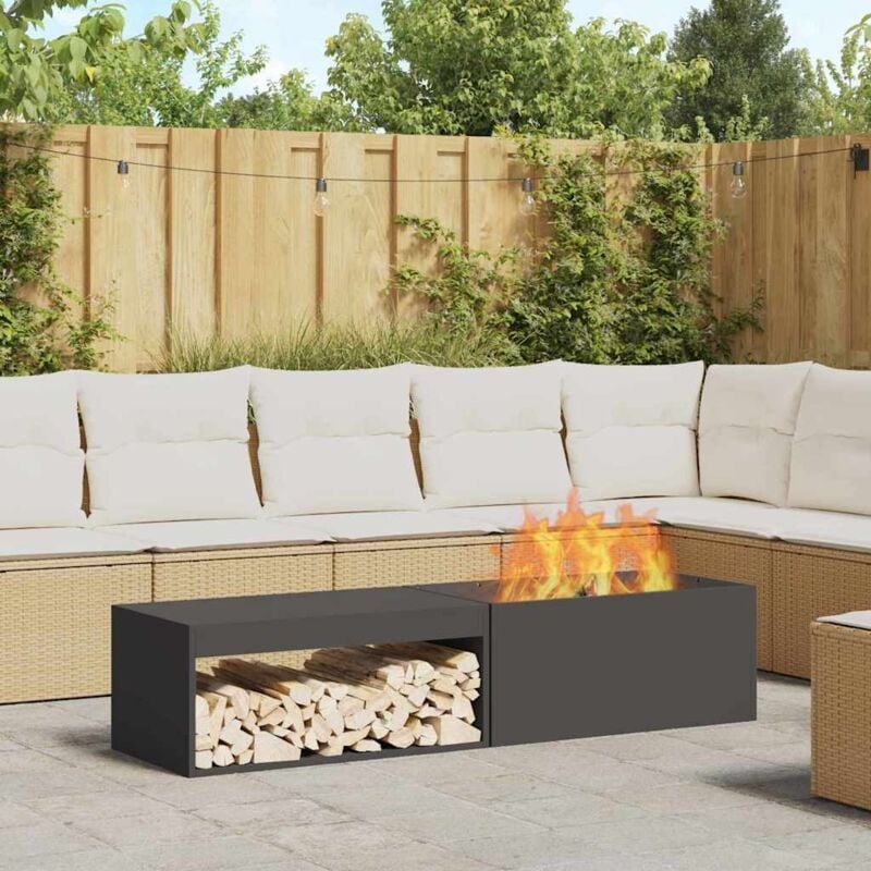 foto del prodotto vidaxl focolare nero 160 x 45 x 35 cm acciaio laminato a freddo