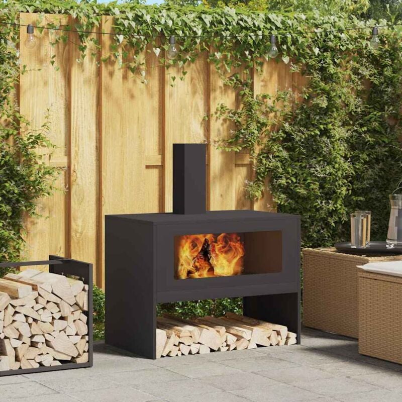 foto del prodotto vidaxl focolare nero 80 x 50 x 96 cm acciaio laminato a freddo