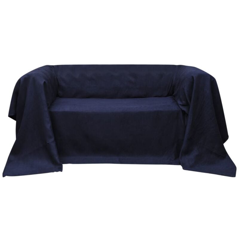 foto del prodotto vidaxl fodera per divano in micro camoscio blu marino 140 x 210 cm