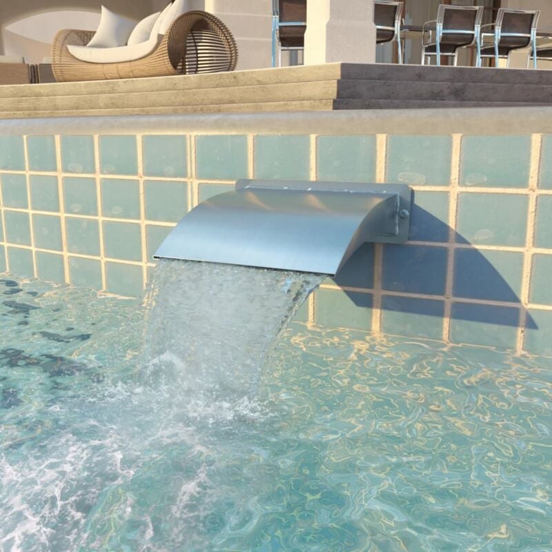 foto del prodotto vidaxl fontana per piscina in acciaio inossidabile 30x9x26 cm argento