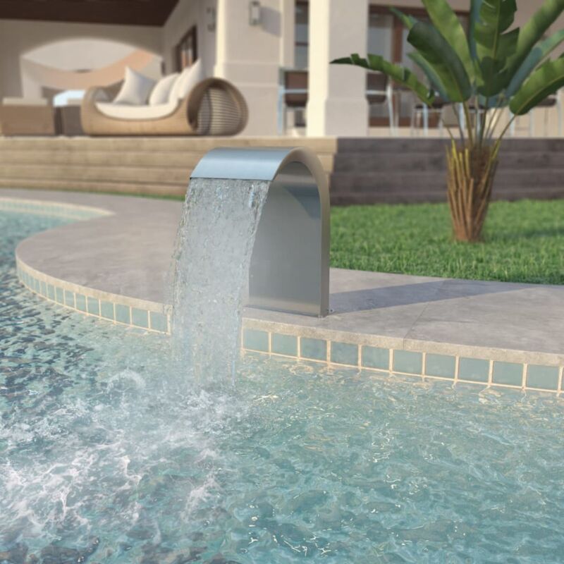 foto del prodotto vidaxl fontana per piscina in acciaio inossidabile 45x30x65 cm argento