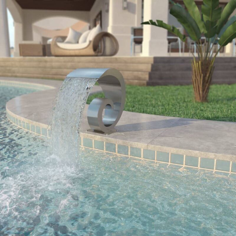 foto del prodotto vidaxl fontana per piscina in acciaio inossidabile 50x30x53 cm argento