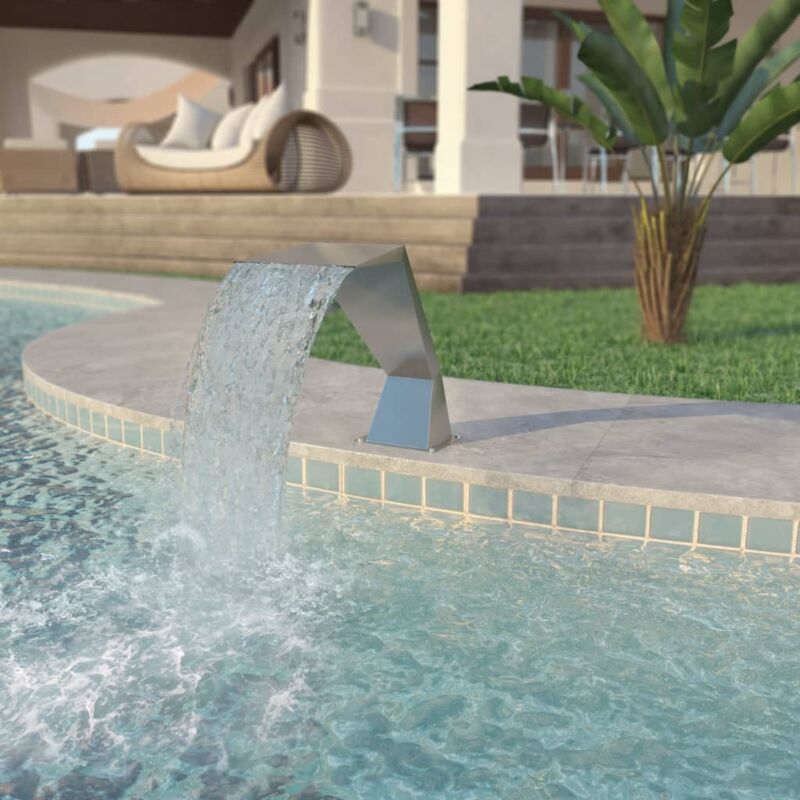 foto del prodotto vidaxl fontana per piscina in acciaio inossidabile 64x30x52 cm argento