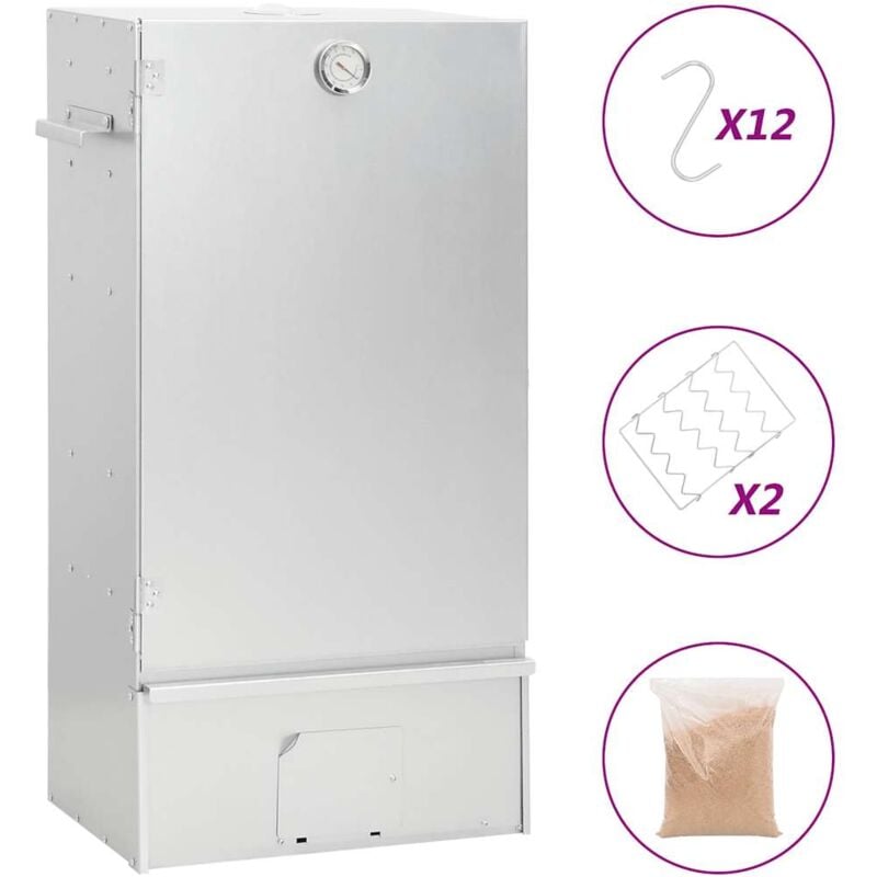 foto del prodotto vidaxl forno affumicatore bbq trucioli legno 44,5x29x83cm acciaio inox