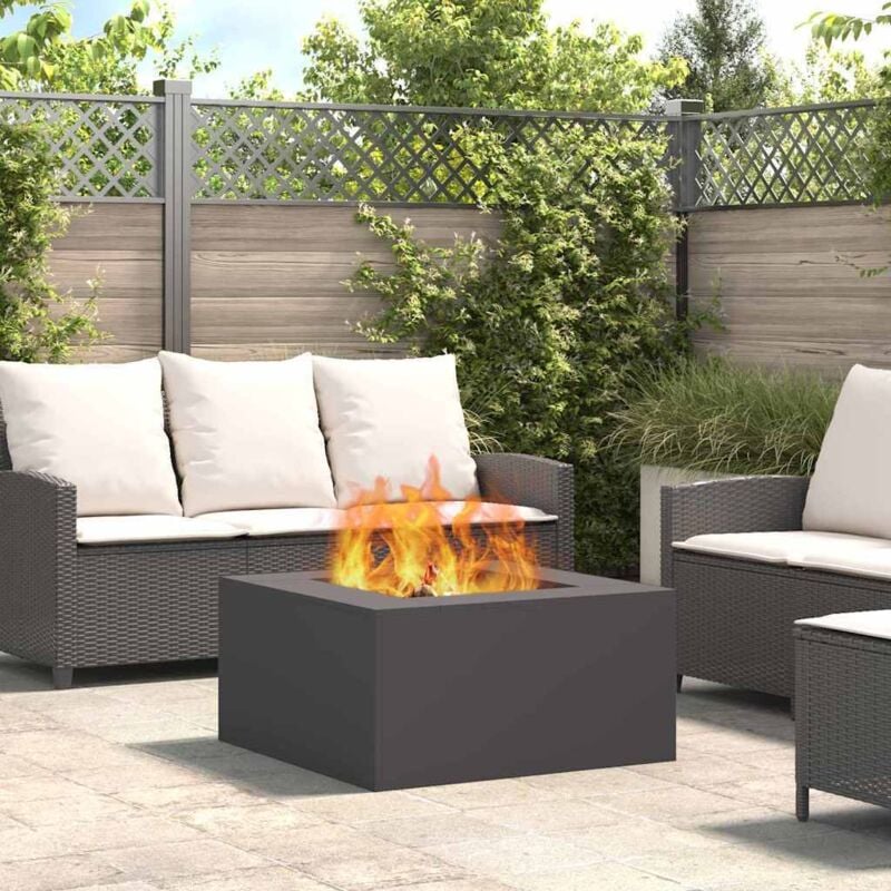 foto del prodotto vidaxl fuoco fossa quadrata nera 80x80x40 cm acciaio