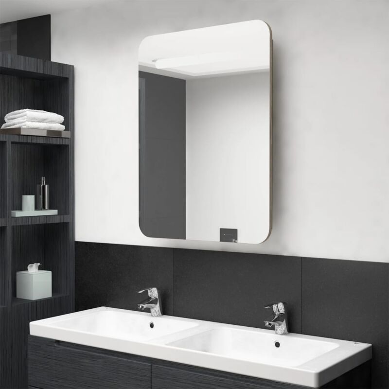 foto del prodotto vidaxl furniture limited armadietto bagno con specchio e led rovere