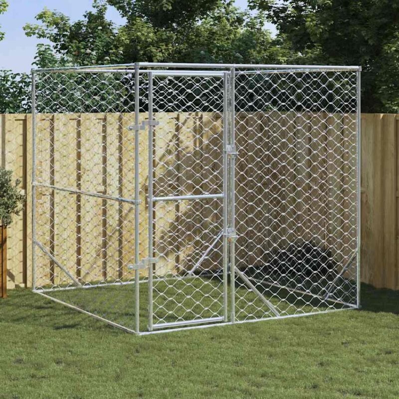 foto del prodotto vidaxl furniture limited cuccia per cani da esterno argento 2x2x2 m
