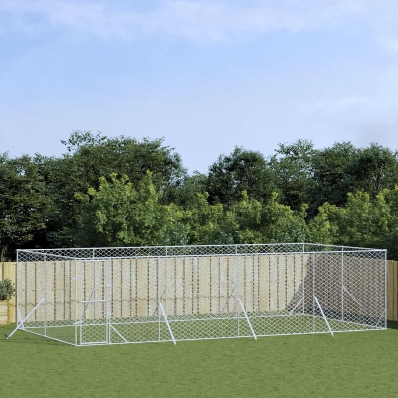 foto del prodotto vidaxl furniture limited cuccia per cani da esterno argento 8x4x2 m in