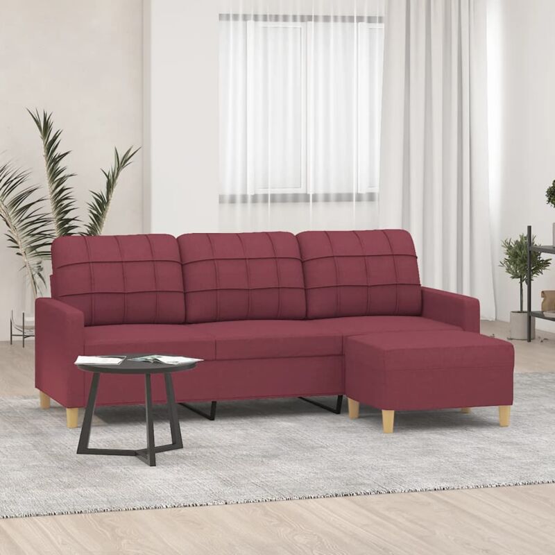 foto del prodotto vidaxl furniture limited divano a 3 posti con poggiapiedi rosso vino