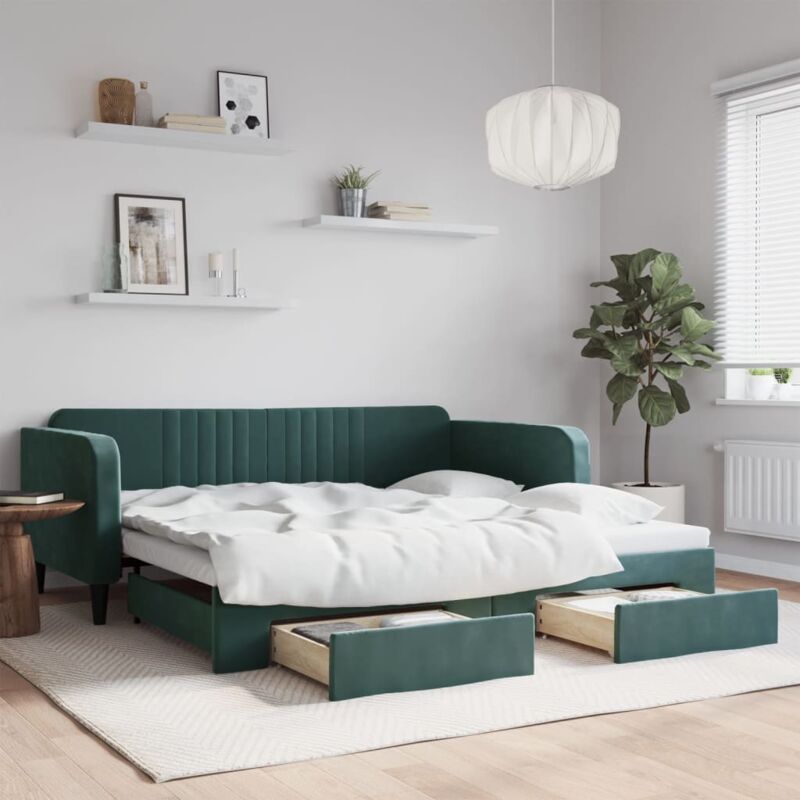 foto del prodotto vidaxl furniture limited divano letto estraibile cassetti verde scuro