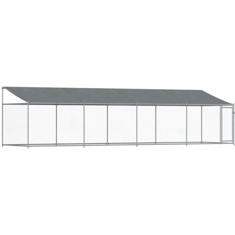 foto del prodotto vidaxl gabbia cani con tetto e porta grigia 8x2x2 m in acciaio zincato
